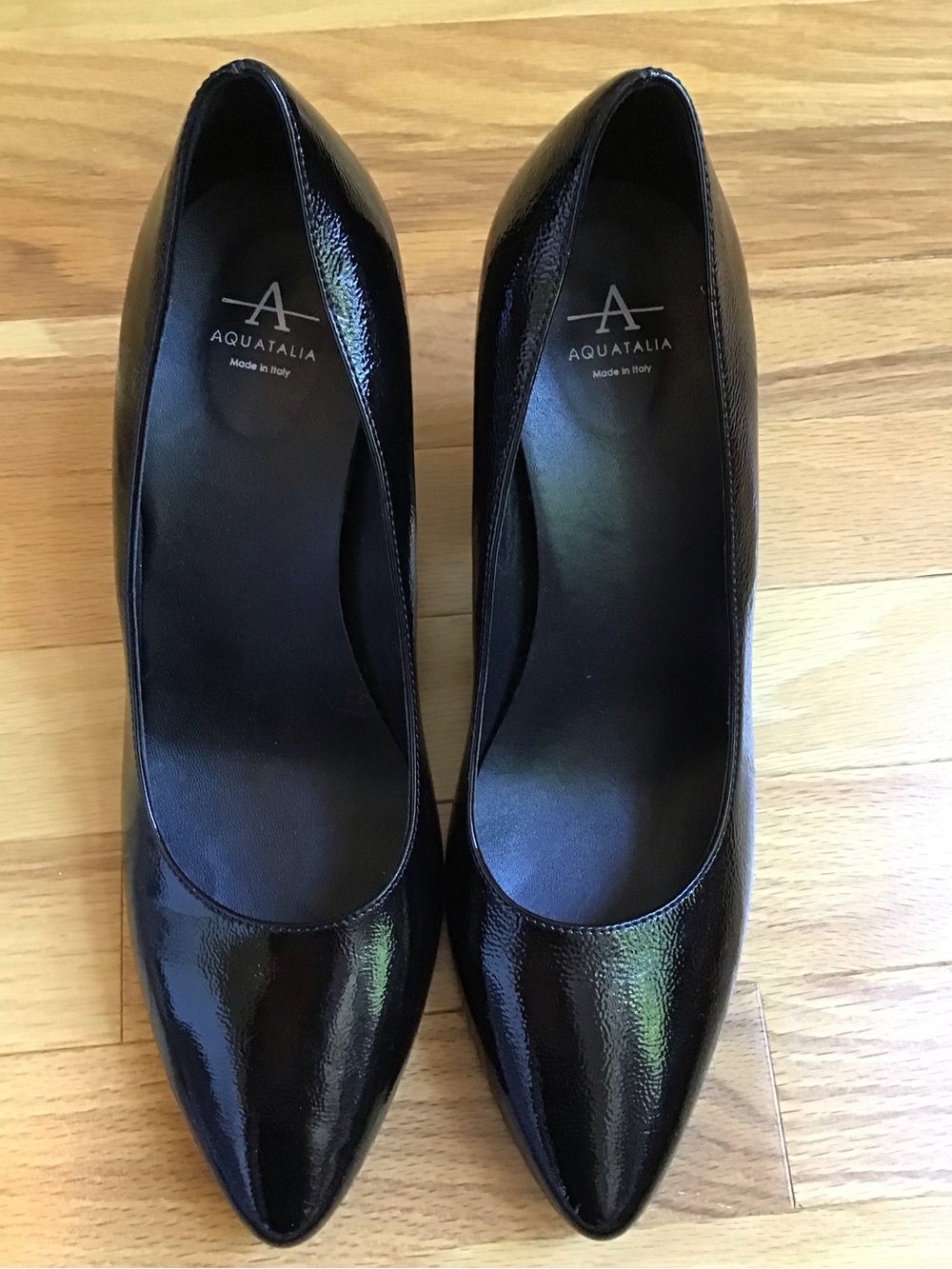 Aquatalia Black Patent Pointed-Toe Pumps